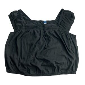 Old‎ Navy Black Square Neck Smocked Peasant Blouse Top Plus Size XXL NWT